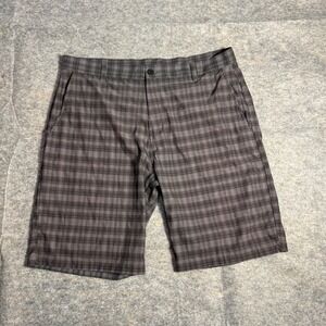 Ron Jon Surf Shop Mens Grey Plaid Casual Summer Surf Shorts Size 38 Large XL